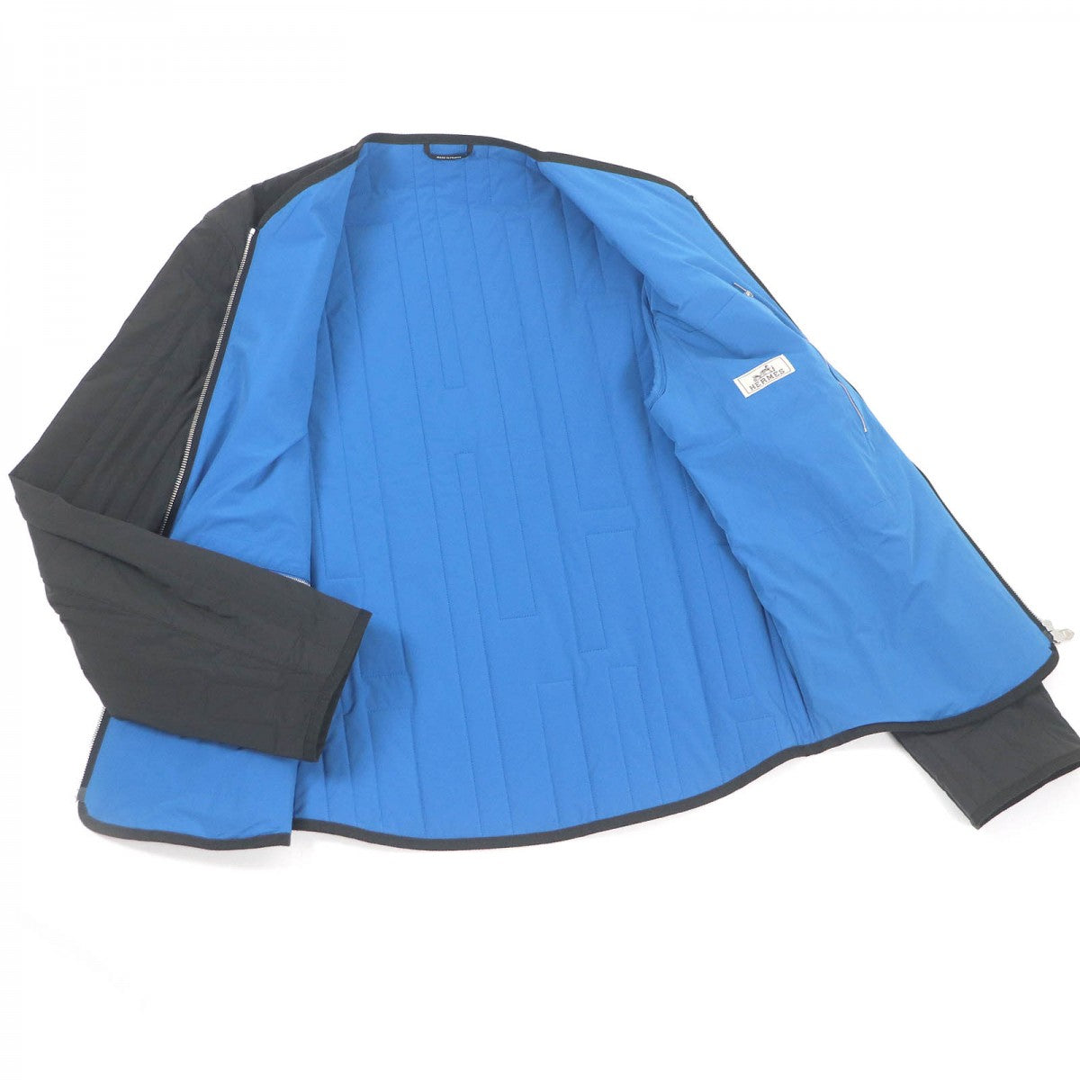 HERMES Jacket Main: 80% nylon, Main: 20% polyurethane, Part: 100% cotton, Filling: 100% polyester Charcoal Blue mens 46 Used