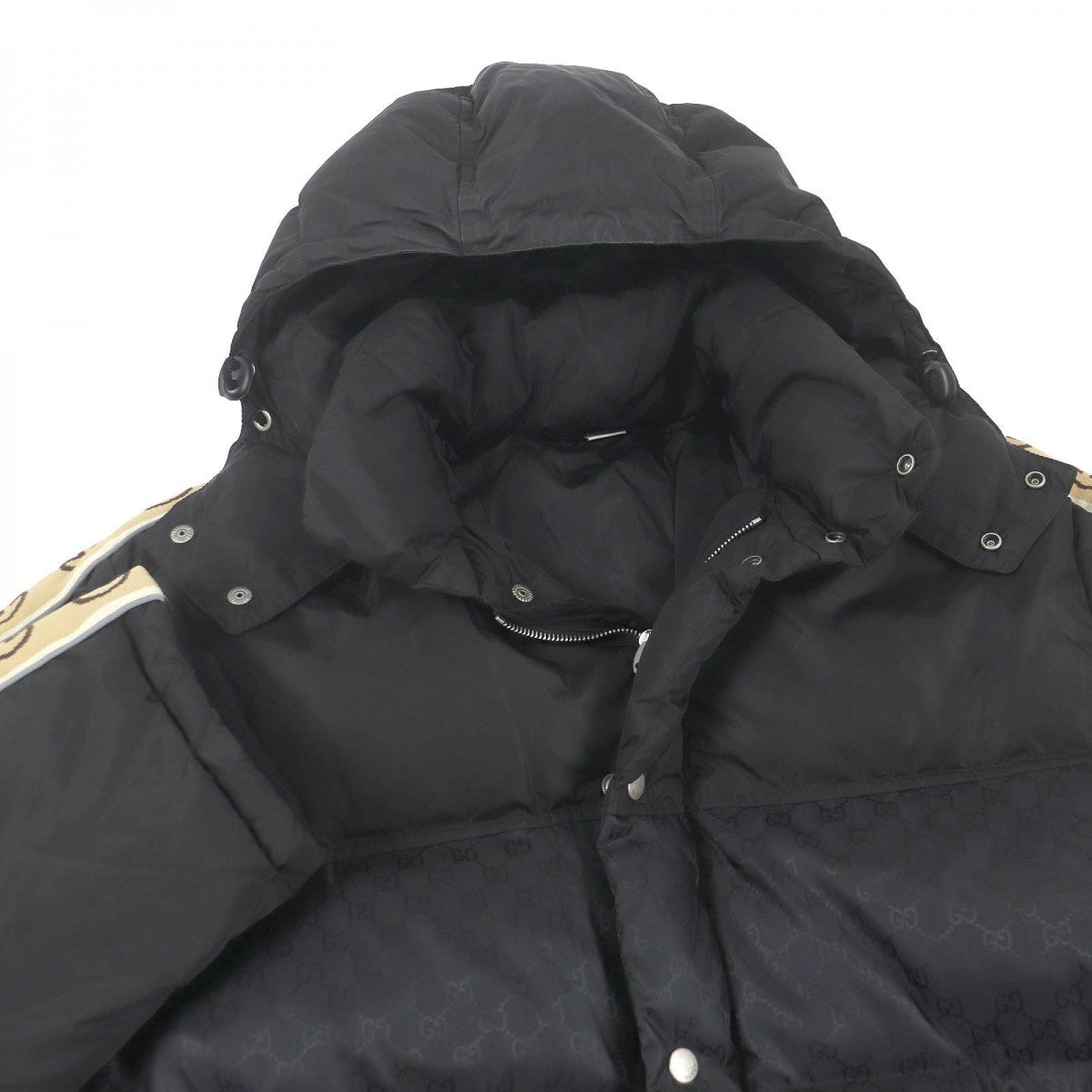 GUCCI down coat 603569 Main: 100% nylon, Filling: 90% down, Filling: 10% feather, Part: 100% wool, Part: 100% nylon black mens 50 Used