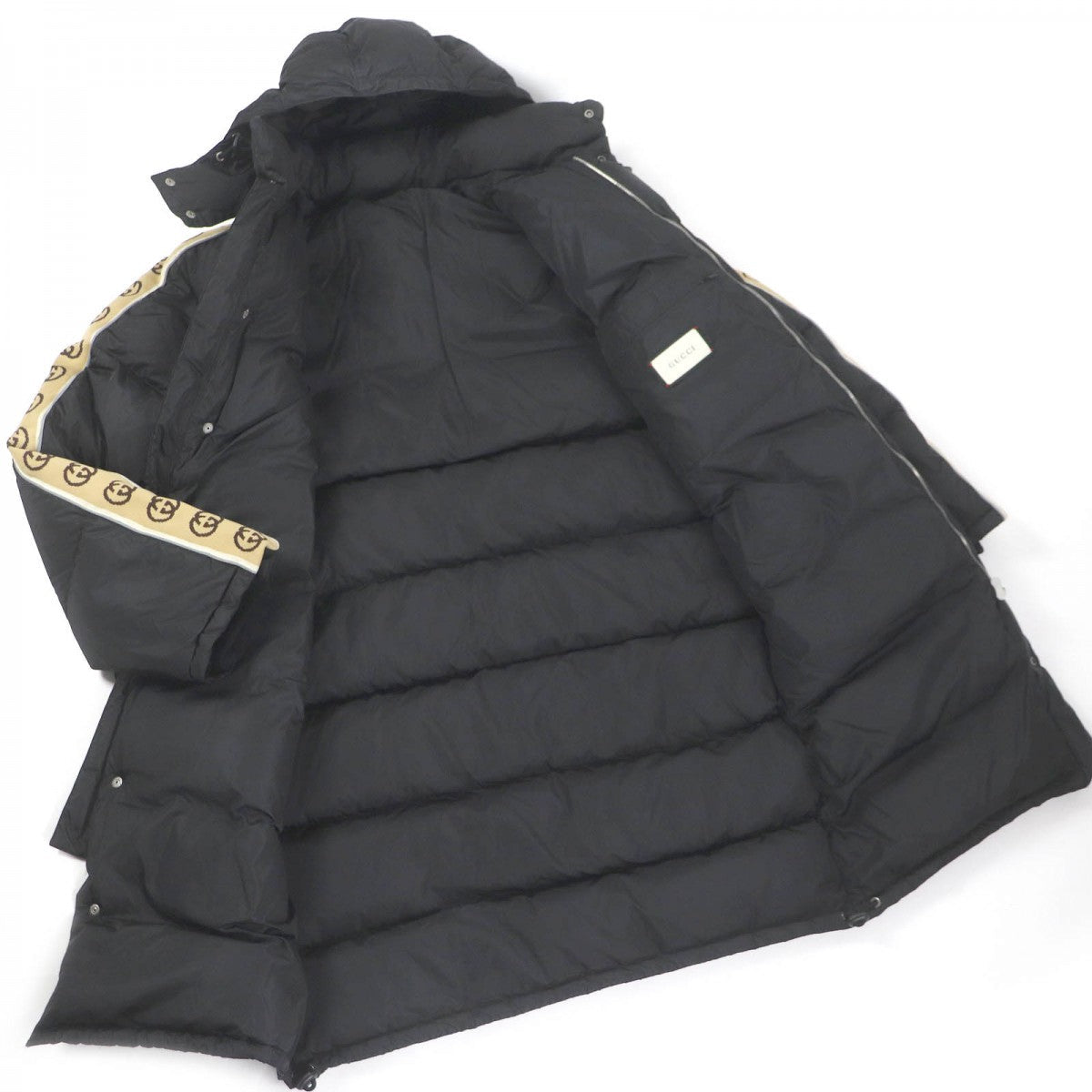 GUCCI down coat 603569 Main: 100% nylon, Filling: 90% down, Filling: 10% feather, Part: 100% wool, Part: 100% nylon black mens 50 Used