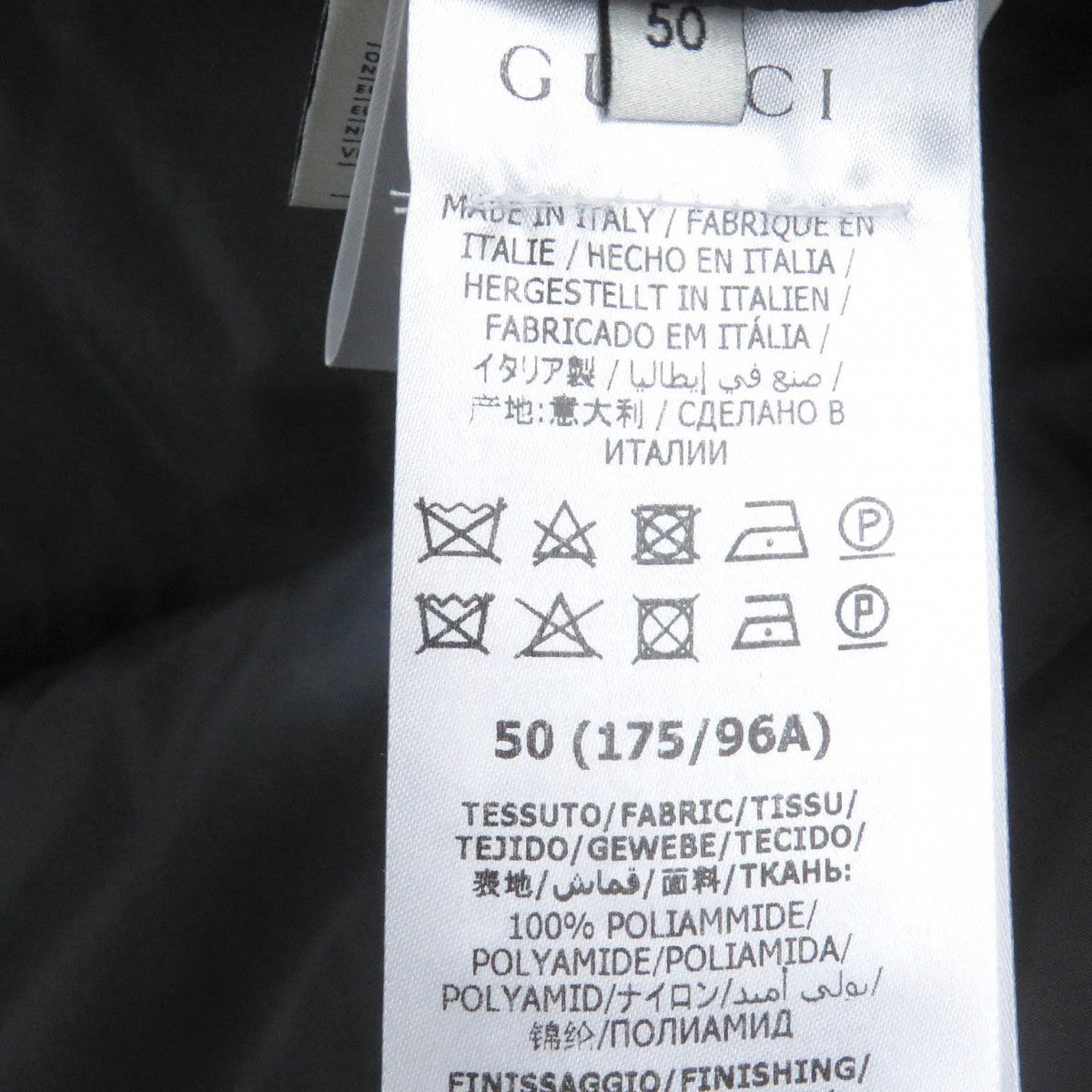 GUCCI down coat 603569 Main: 100% nylon, Filling: 90% down, Filling: 10% feather, Part: 100% wool, Part: 100% nylon black mens 50 Used