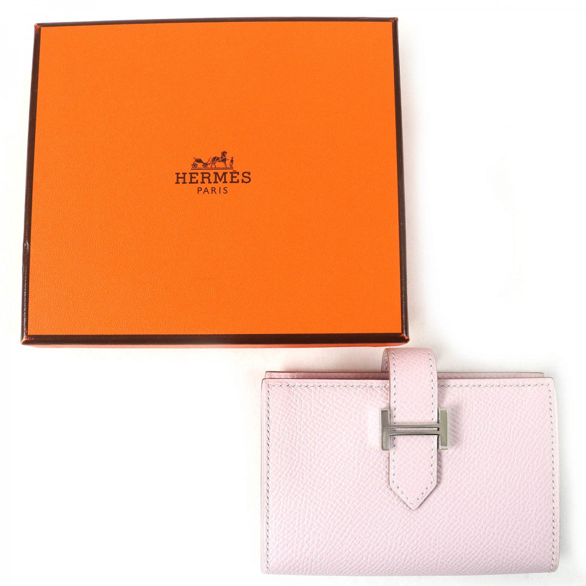 HERMES Bifold Wallet Main�FEpsom mauve pail Bearn Mini Women Used