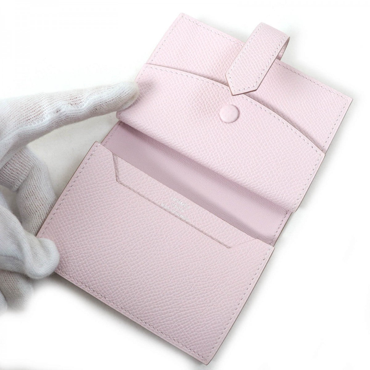HERMES Bifold Wallet Main�FEpsom mauve pail Bearn Mini Women Used
