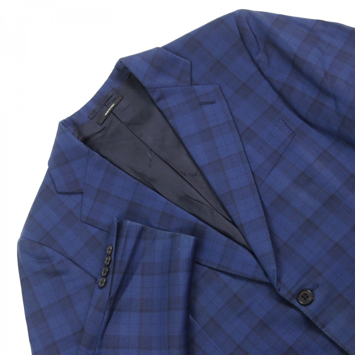 HERMES suit Outer: 100% wool, Lining: 100% cupra Blue type Check Pattern mens 44 Used