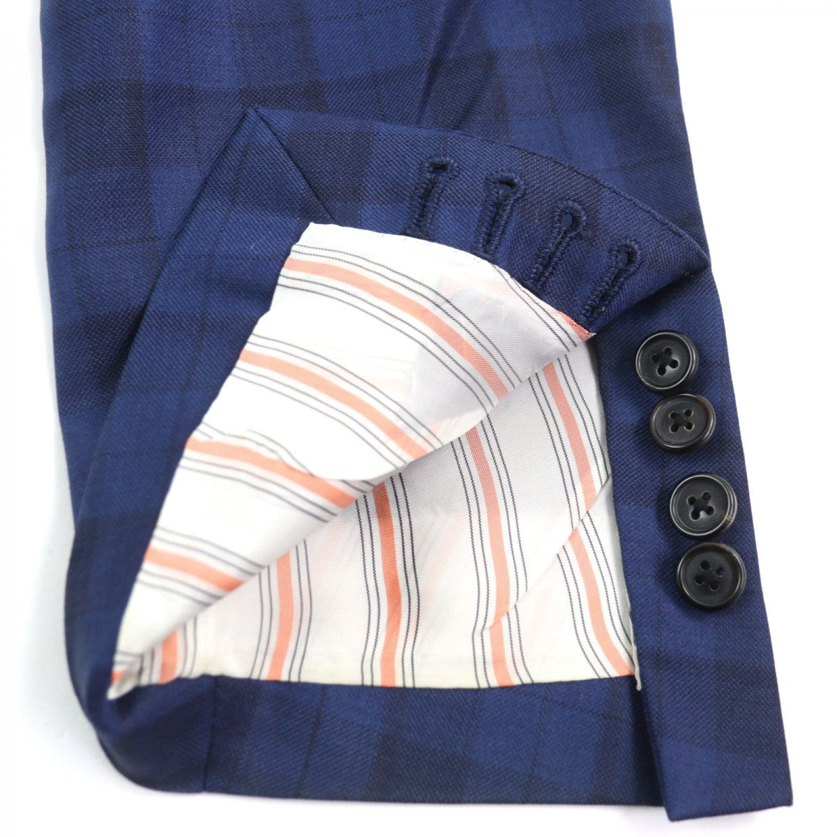 HERMES suit Outer: 100% wool, Lining: 100% cupra Blue type Check Pattern mens 44 Used