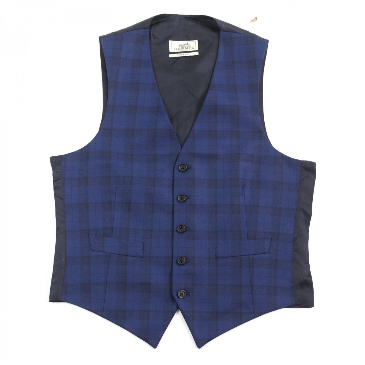HERMES suit Outer: 100% wool, Lining: 100% cupra Blue type Check Pattern mens 44 Used