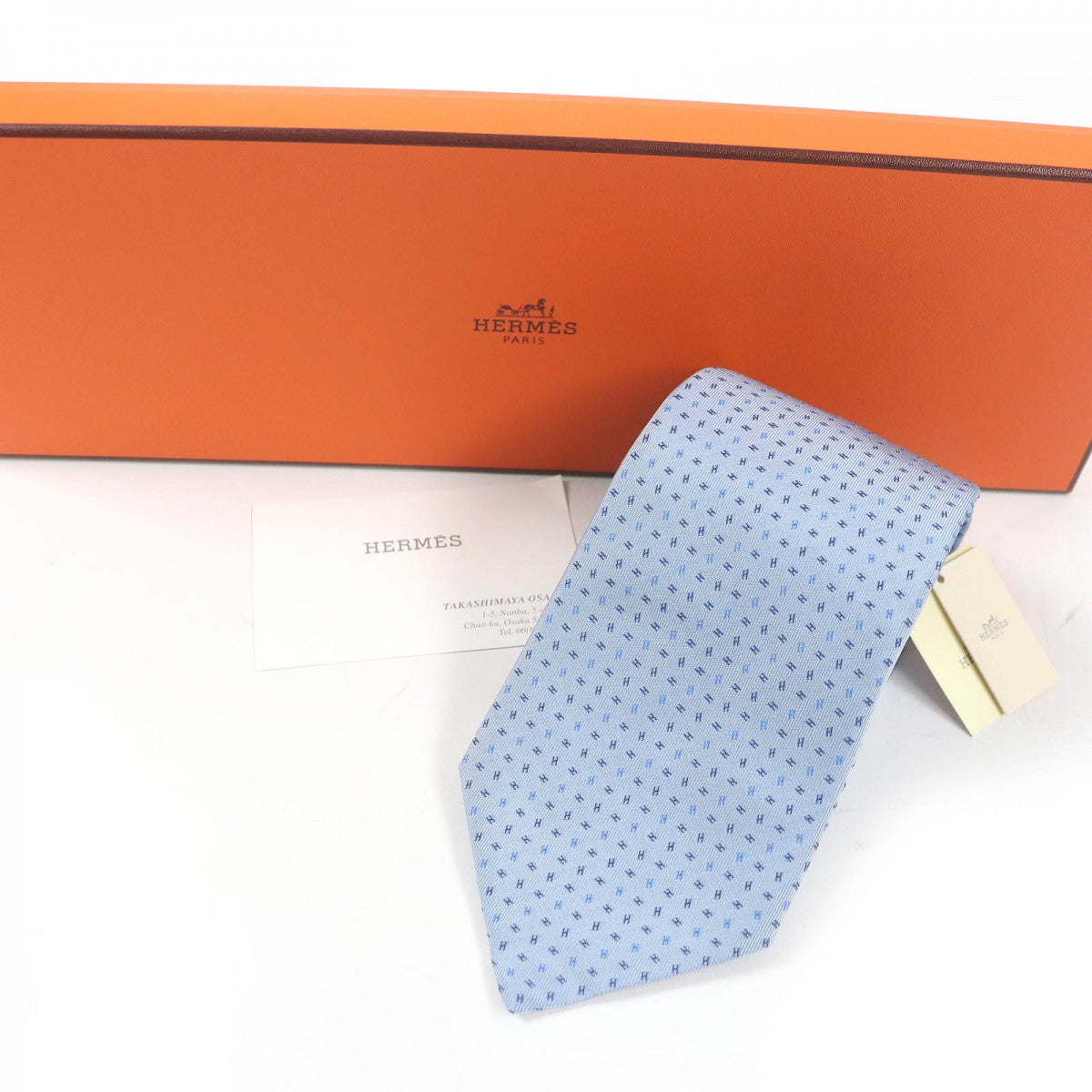 HERMES tie 758756T silk Light blue