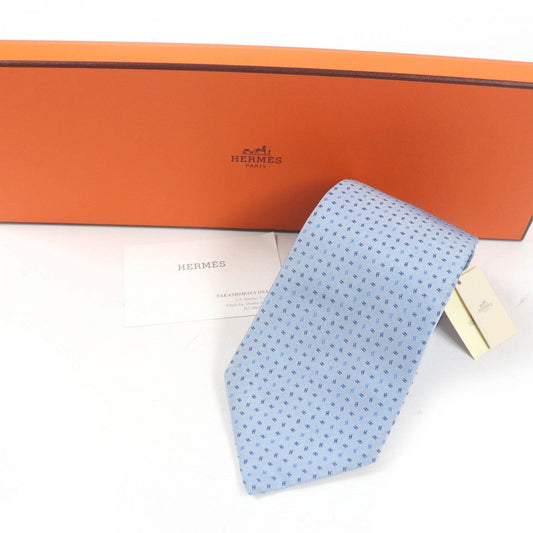 HERMES tie 758756T silk Light blue