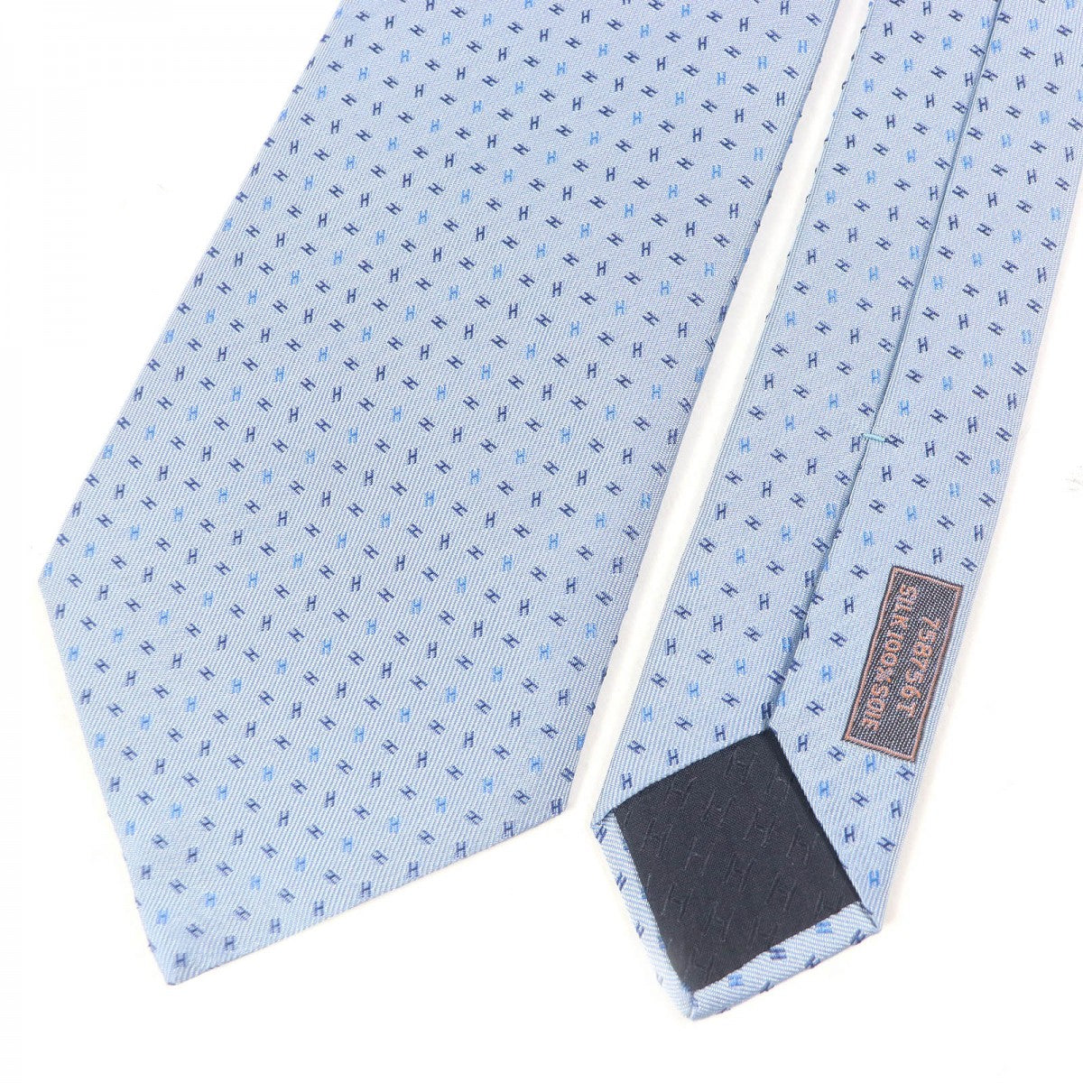 HERMES tie 758756T silk Light blue
