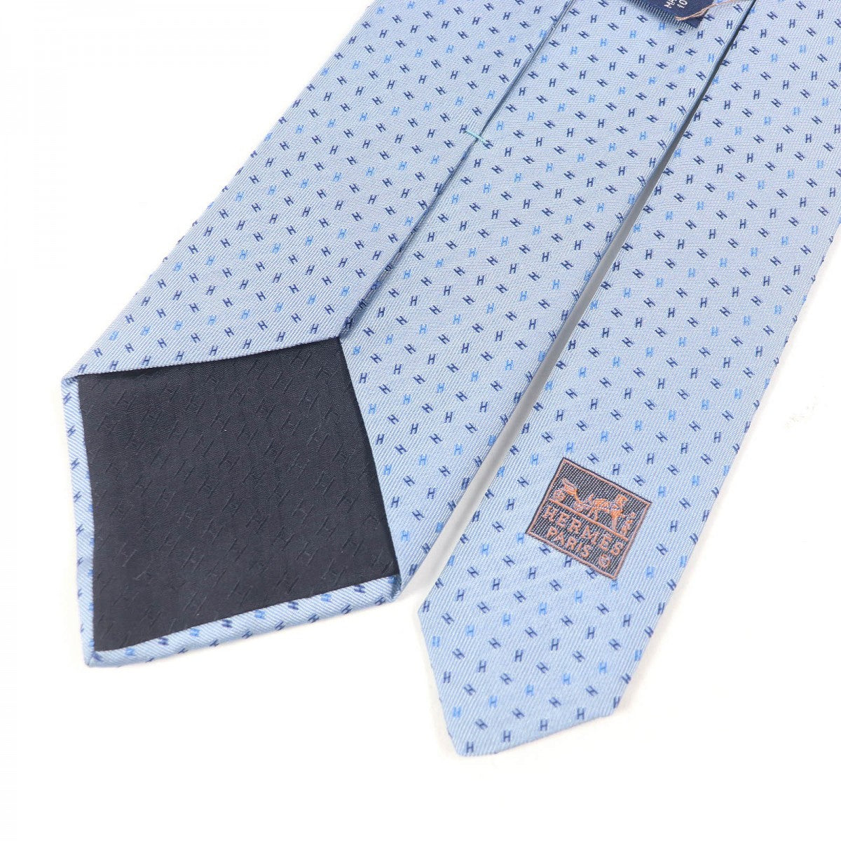 HERMES tie 758756T silk Light blue