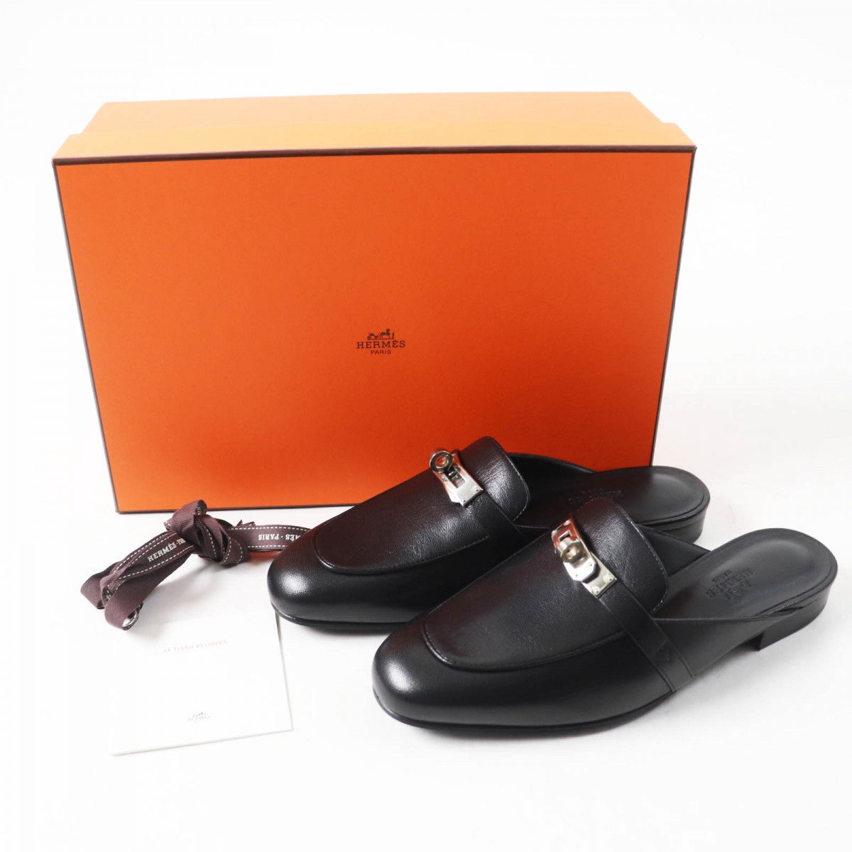 HERMES Mule leather black Oz 36