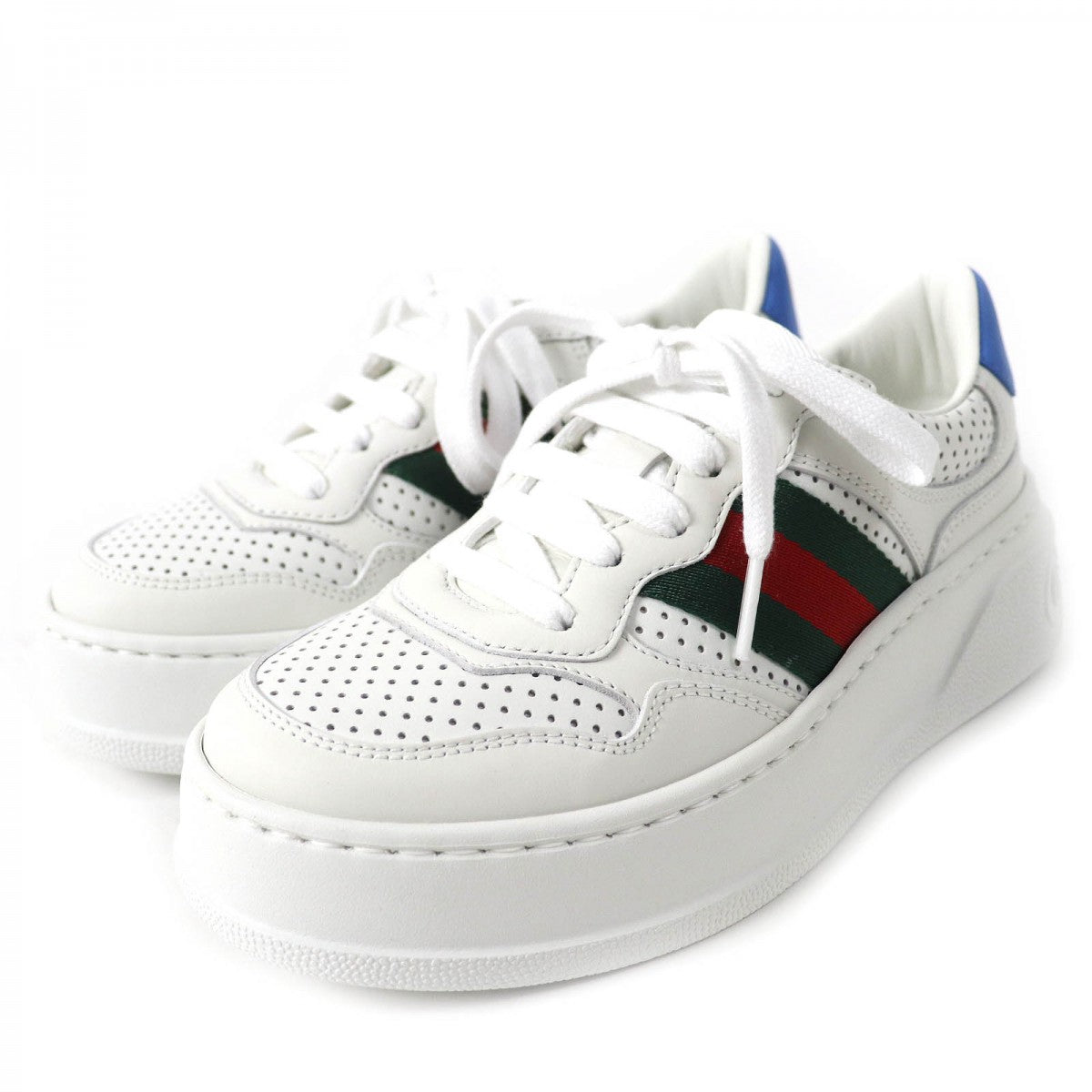 GUCCI Low cut sneakers 670415 leather White Blue Green Red 34.5