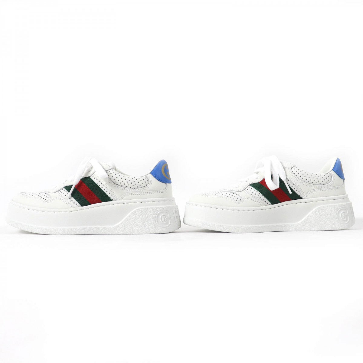 GUCCI Low cut sneakers 670415 leather White Blue Green Red 34.5