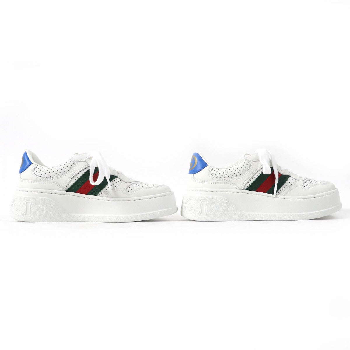 GUCCI Low cut sneakers 670415 leather White Blue Green Red 34.5