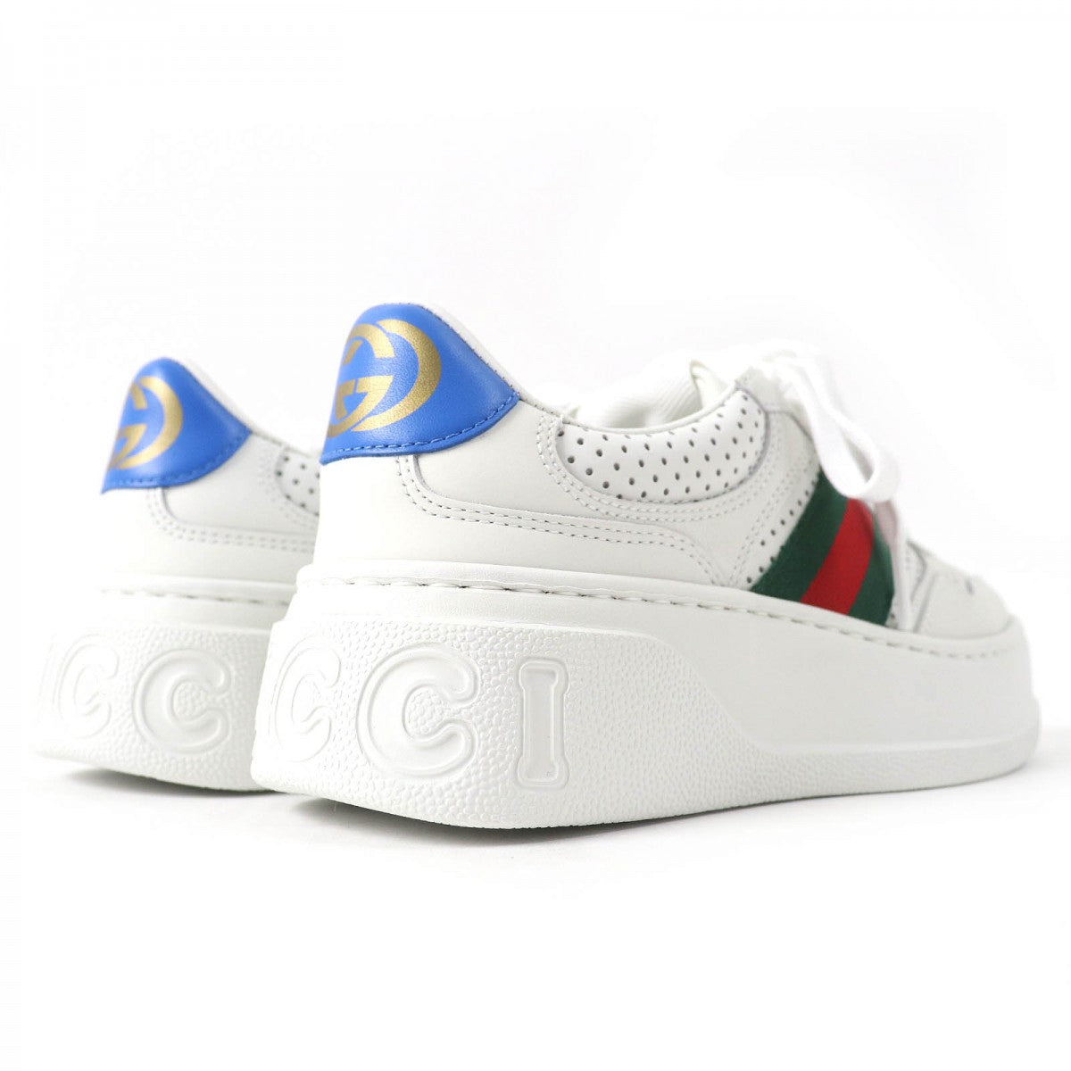 GUCCI Low cut sneakers 670415 leather White Blue Green Red 34.5
