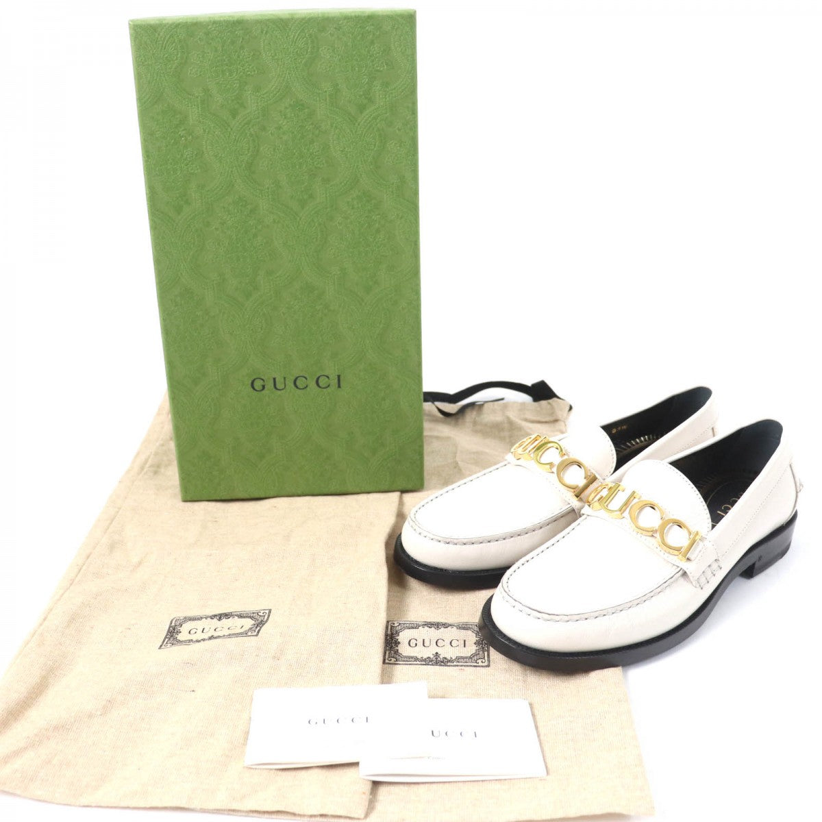 GUCCI loafers 700036 leather Ivory 37