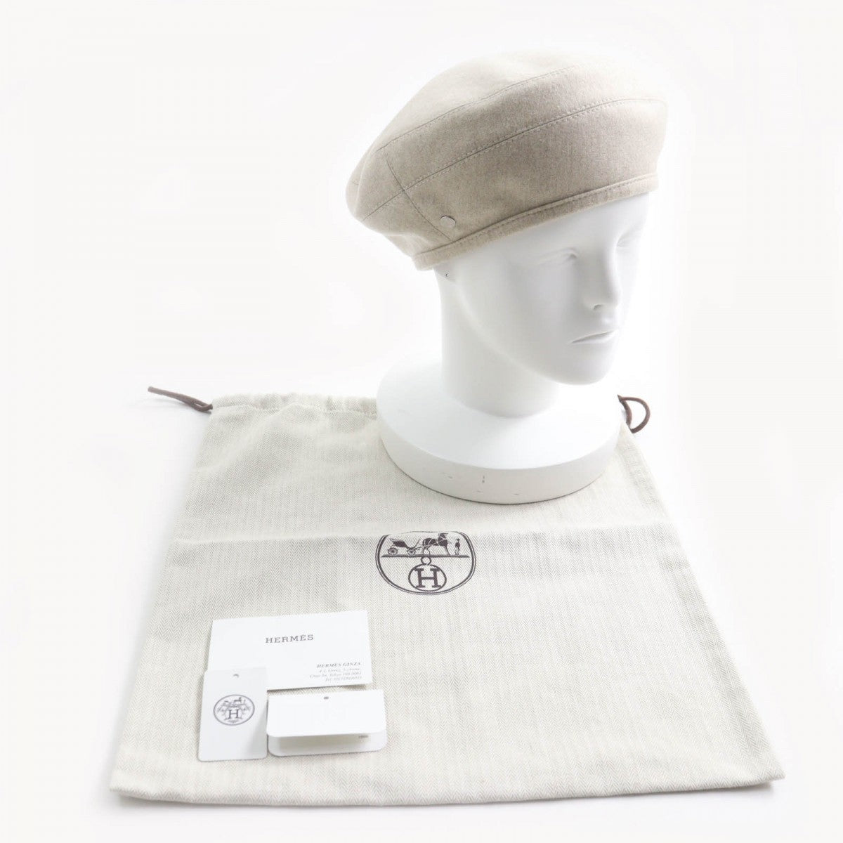 HERMES beret cashmere GREGE Saint Honore Charm 58