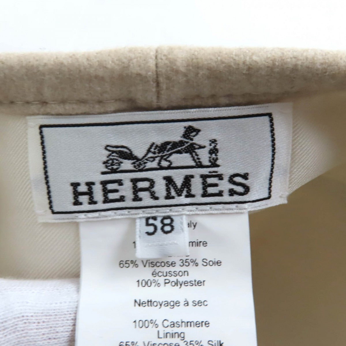 HERMES beret cashmere GREGE Saint Honore Charm 58