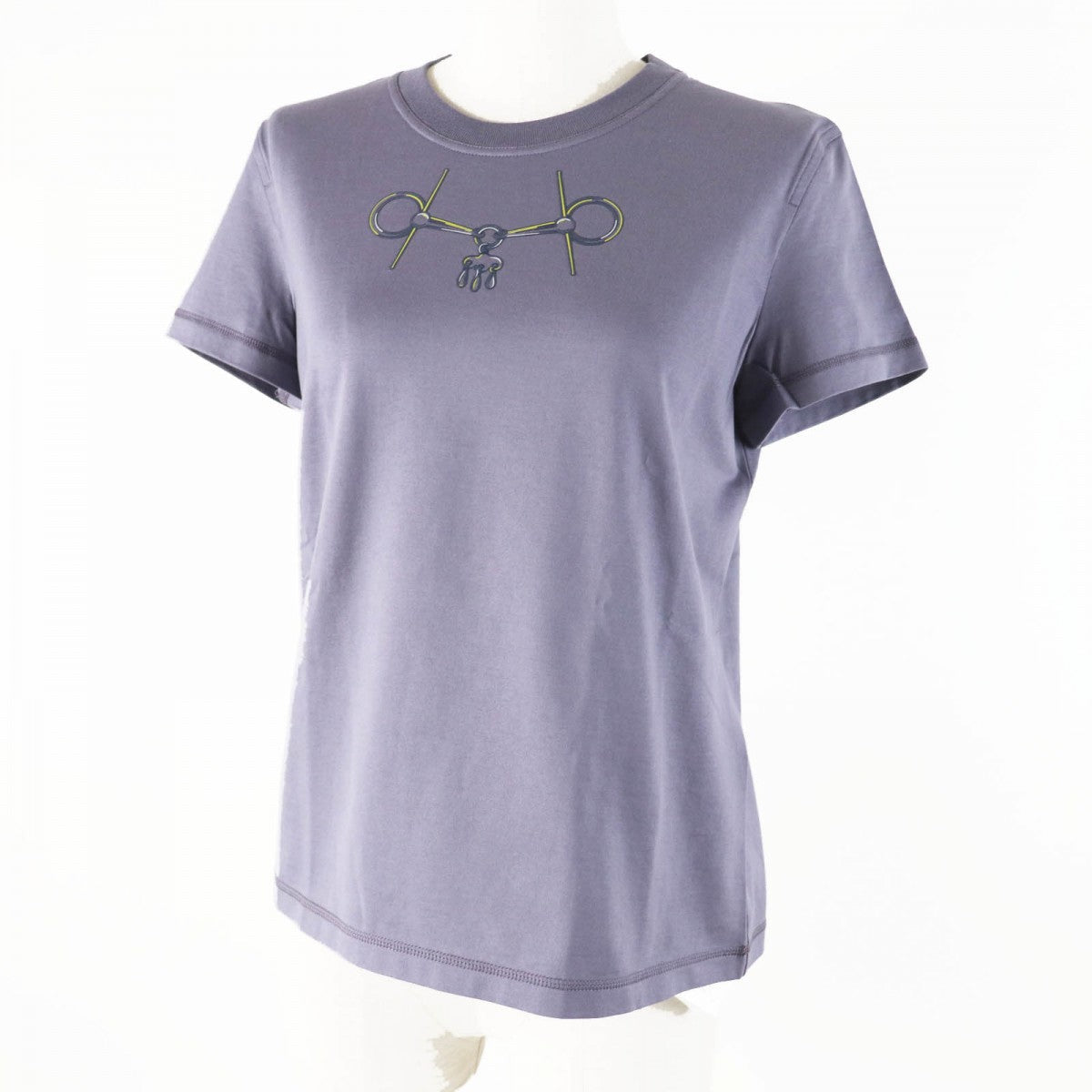 HERMES Short sleeve T-shirt 4H4643DA cotton Gris Nuage Cartouche Mall 36