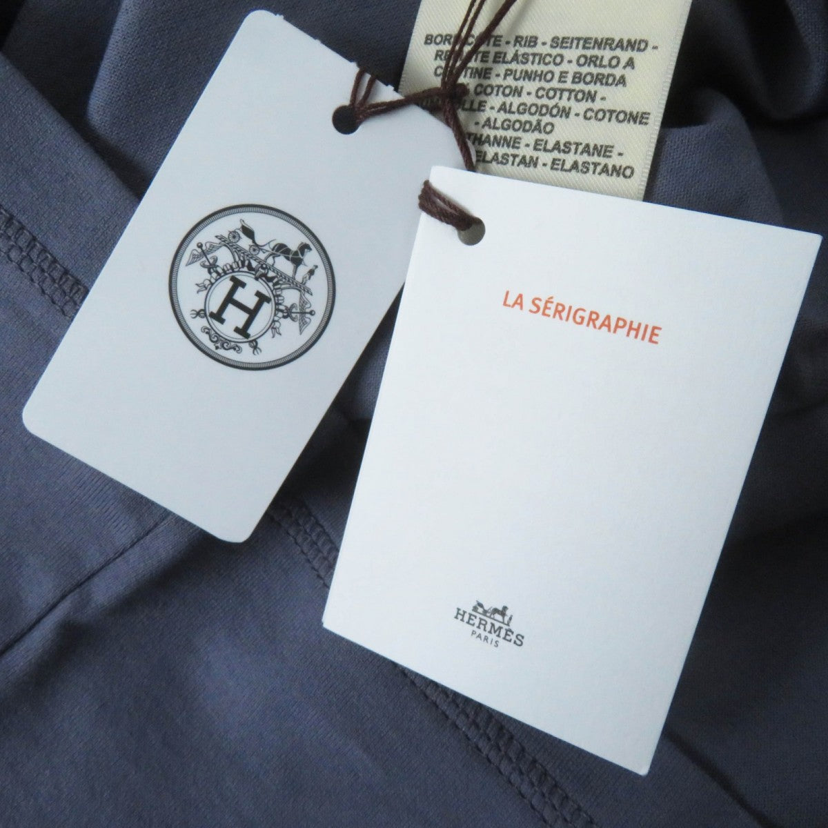 HERMES Short sleeve T-shirt 4H4643DA cotton Gris Nuage Cartouche Mall 36