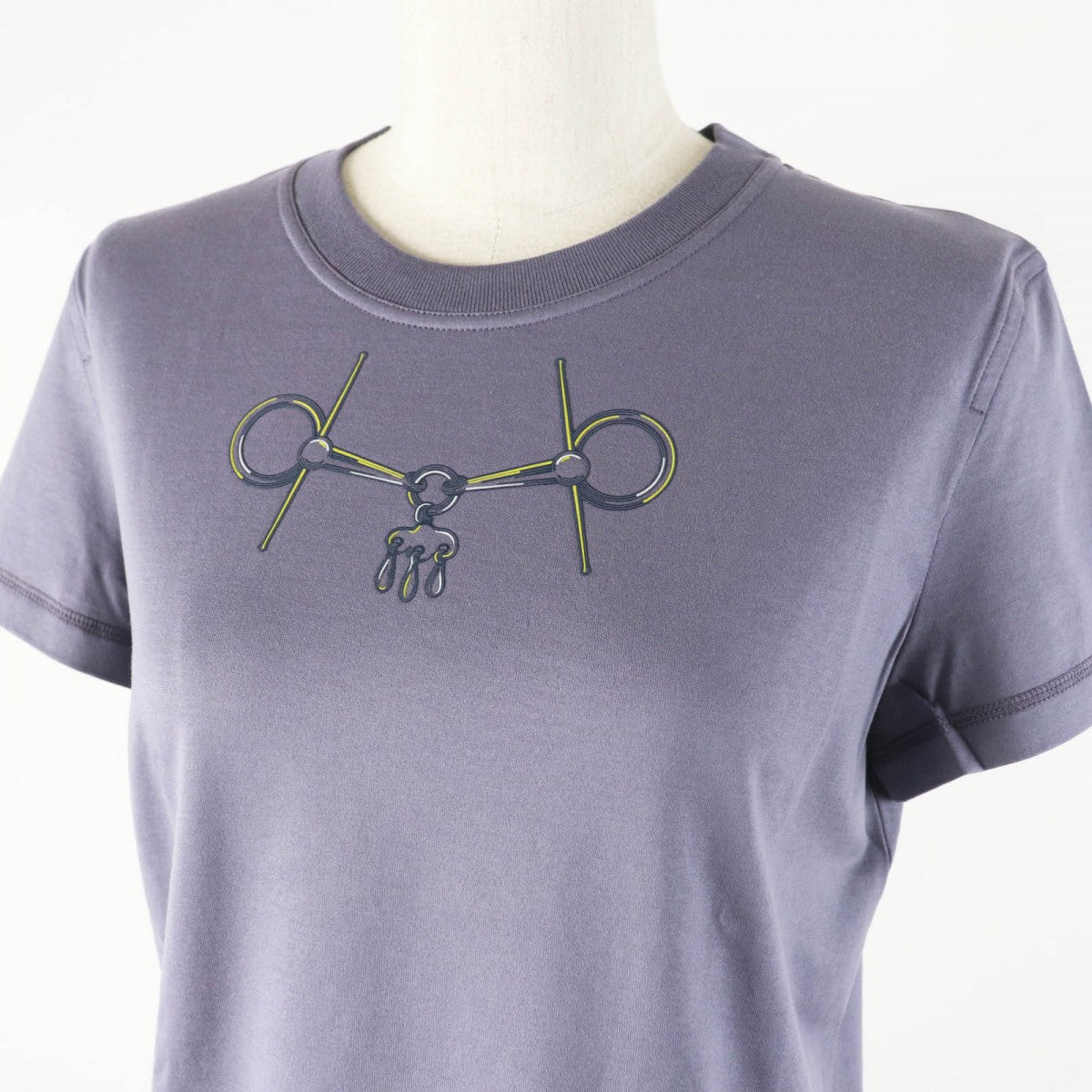 HERMES Short sleeve T-shirt 4H4643DA cotton Gris Nuage Cartouche Mall 36