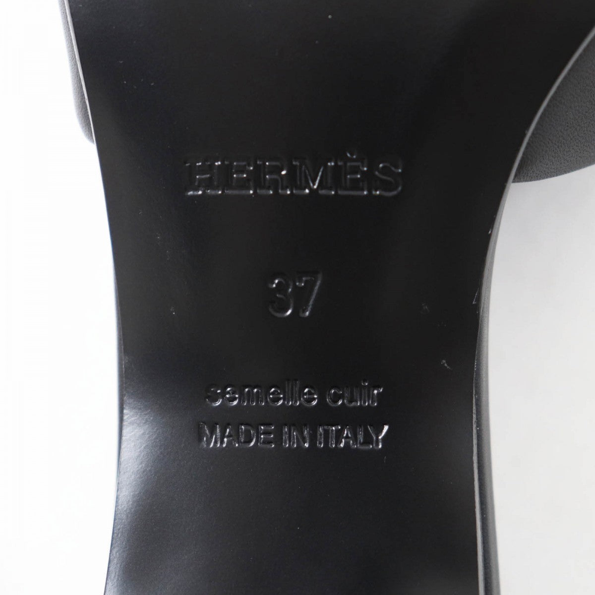 HERMES Sandals leather black DREAMY 37