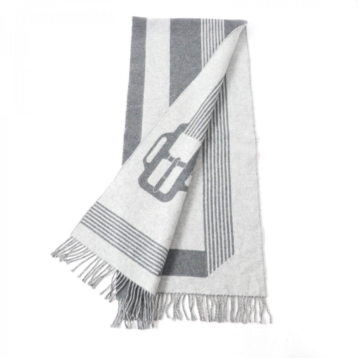 HERMES Scarf cashmere Antogracito / Gris Claire Sangle a Bookle