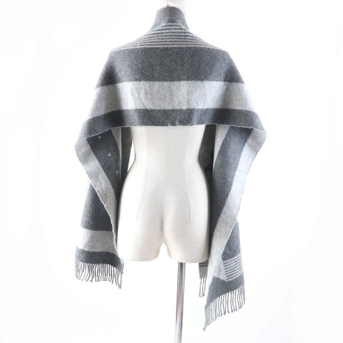 HERMES Scarf cashmere Antogracito / Gris Claire Sangle a Bookle