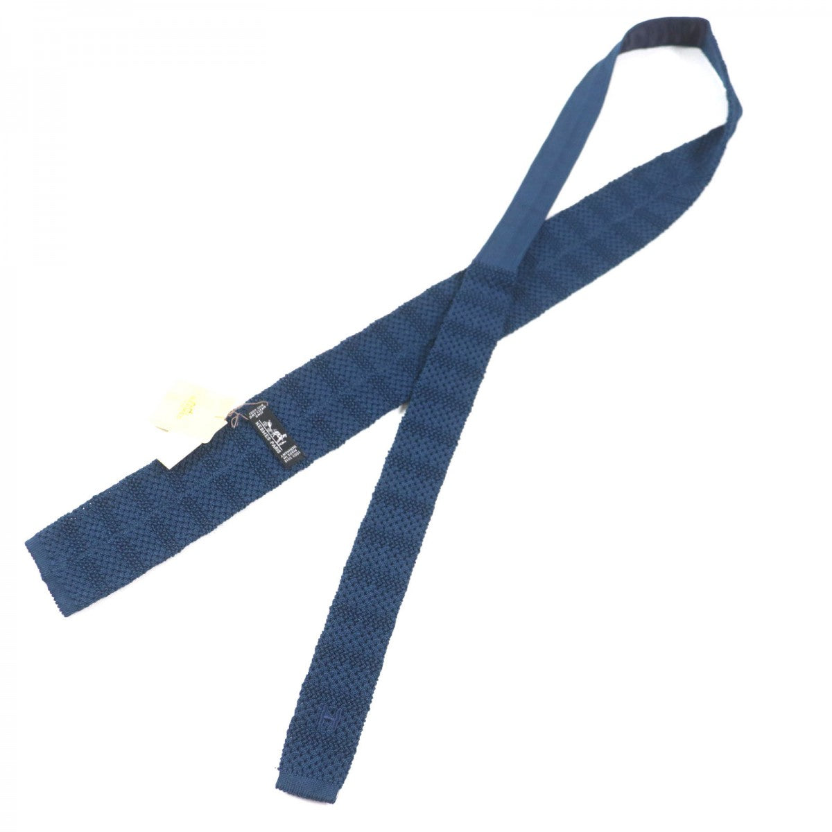HERMES tie silk blue Cravat Fleur Uni