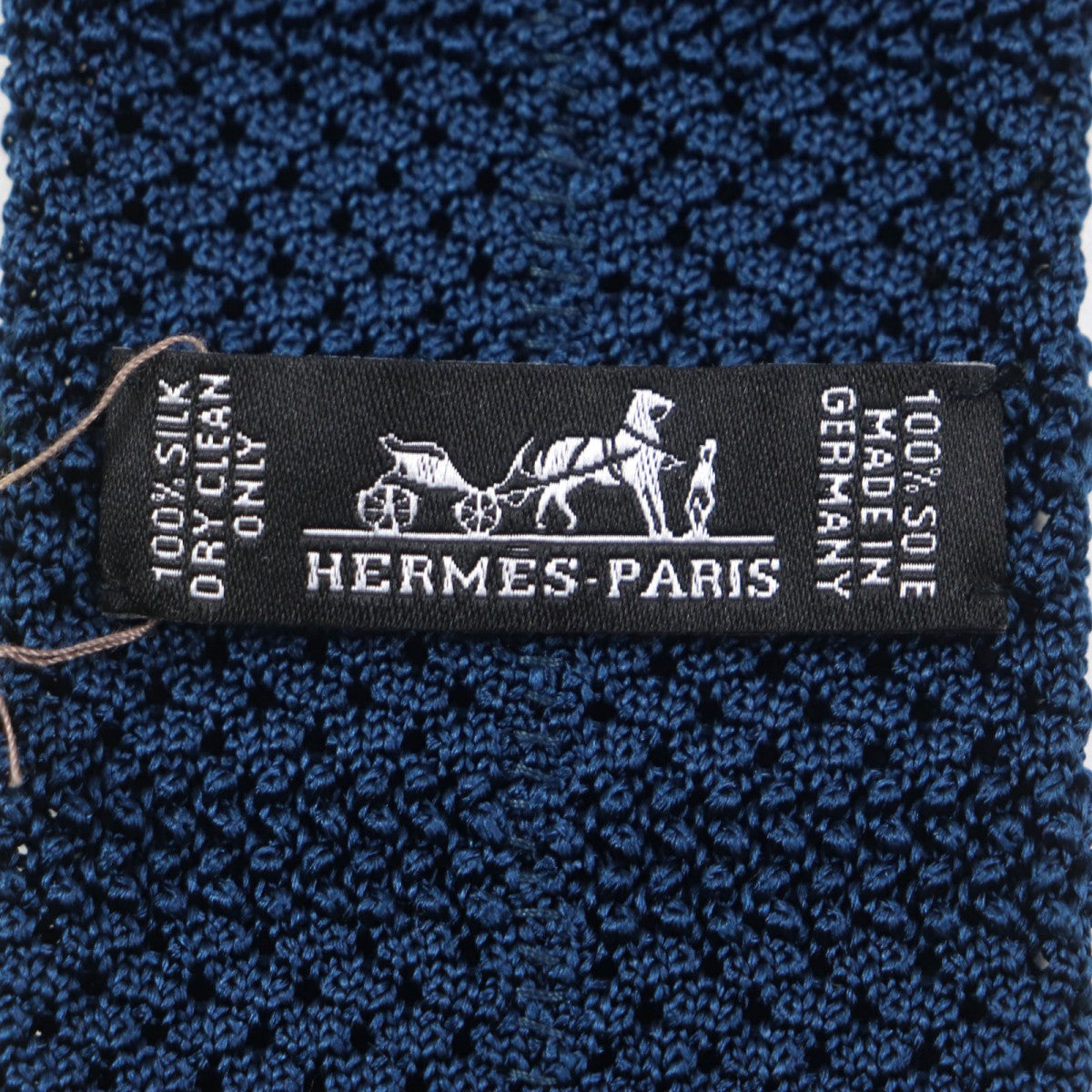 HERMES tie silk blue Cravat Fleur Uni