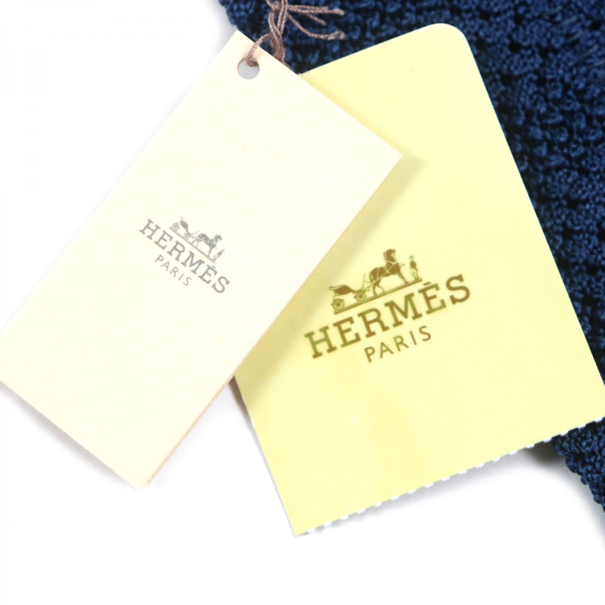 HERMES tie silk blue Cravat Fleur Uni
