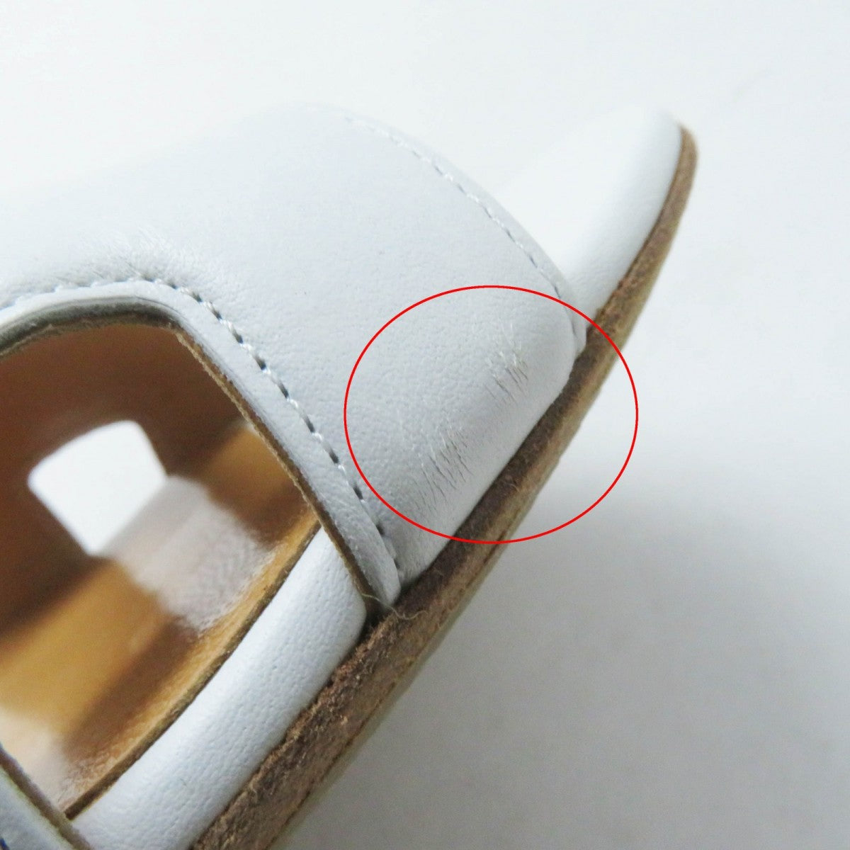 HERMES Sandals leather white Night 34.5