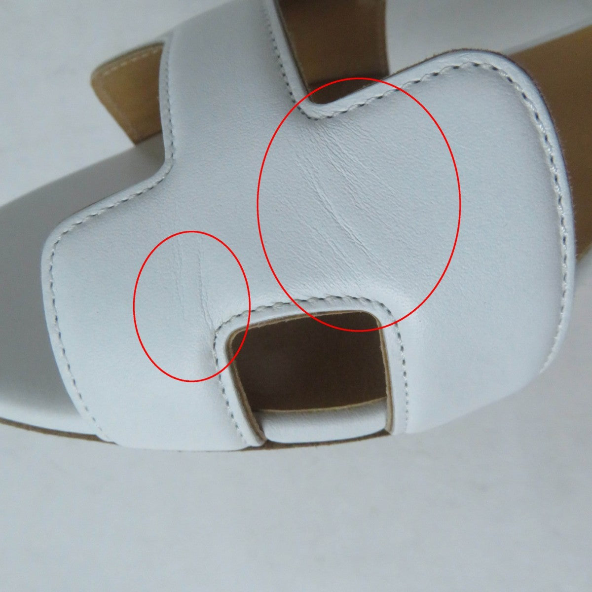 HERMES Sandals leather white Night 34.5