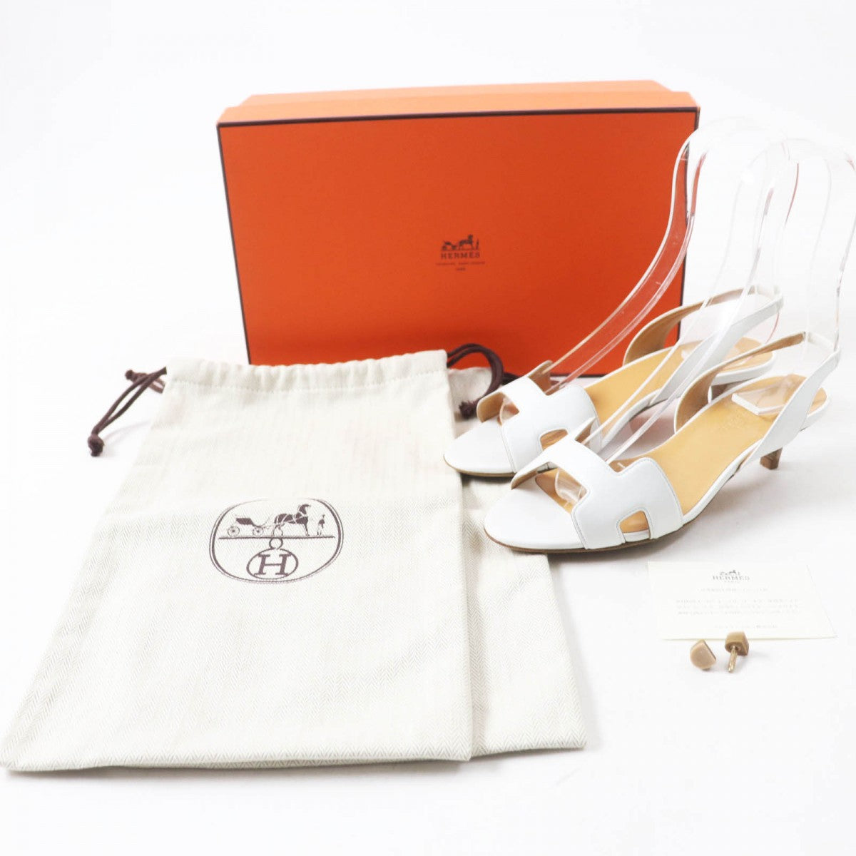 HERMES Sandals leather white Night 34.5