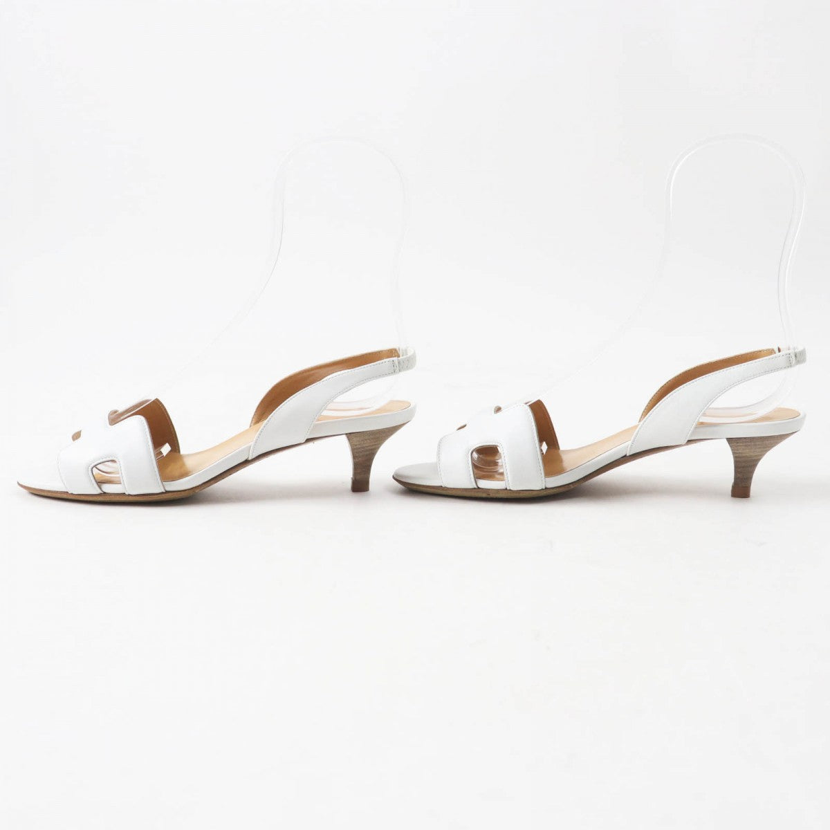 HERMES Sandals leather white Night 34.5