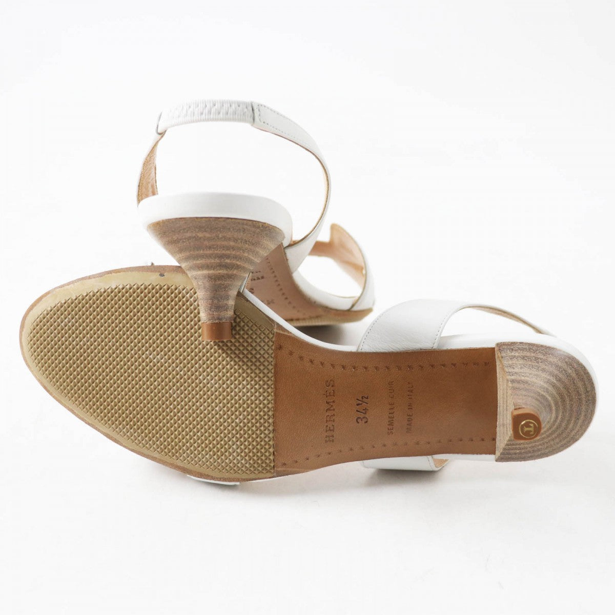 HERMES Sandals leather white Night 34.5
