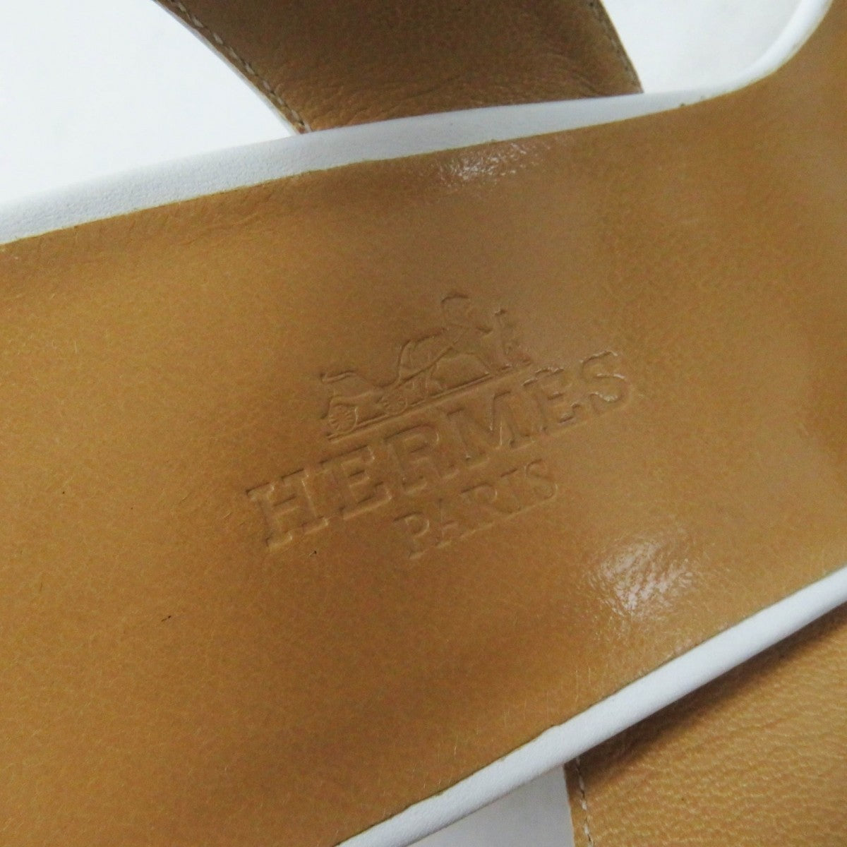 HERMES Sandals leather white Night 34.5