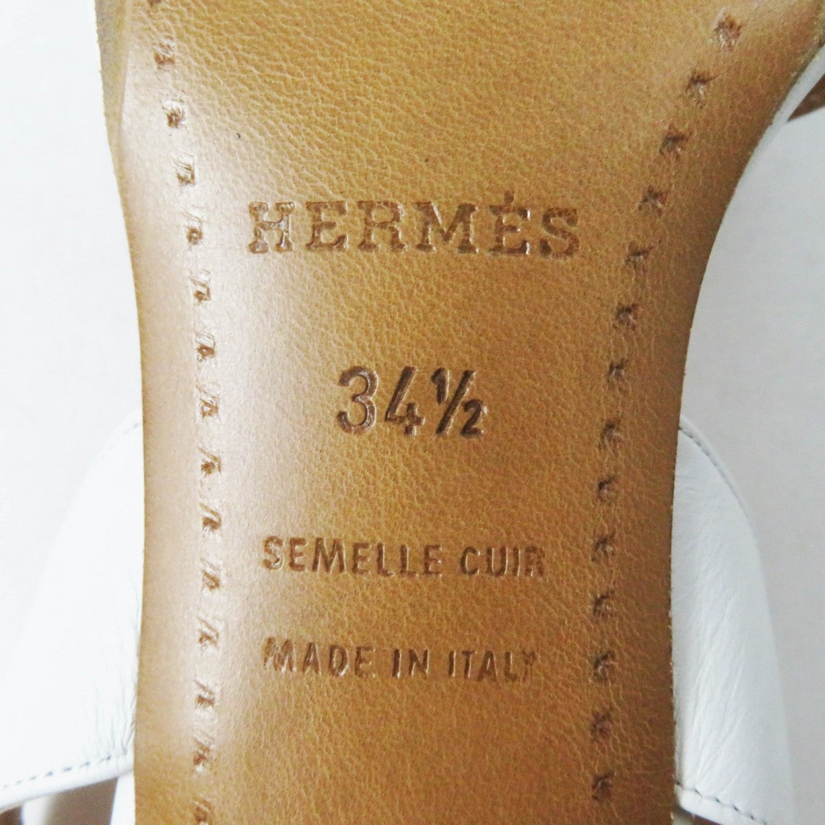 HERMES Sandals leather white Night 34.5
