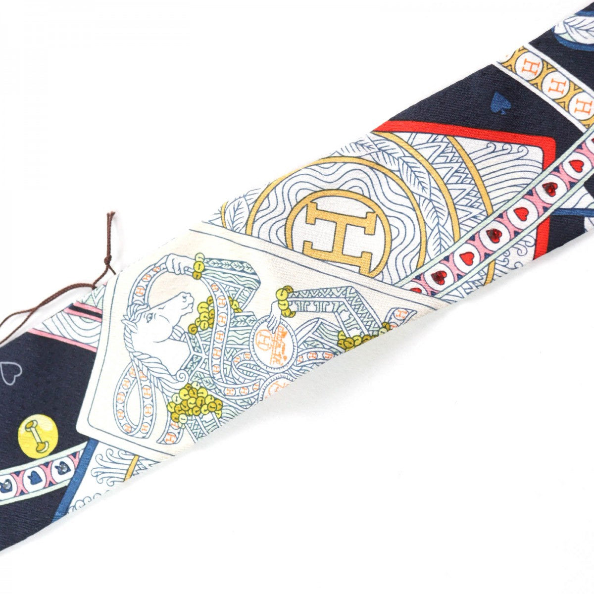 HERMES scarf silk Navy type PIQUE DAME DE COEUR Queen of Hearts