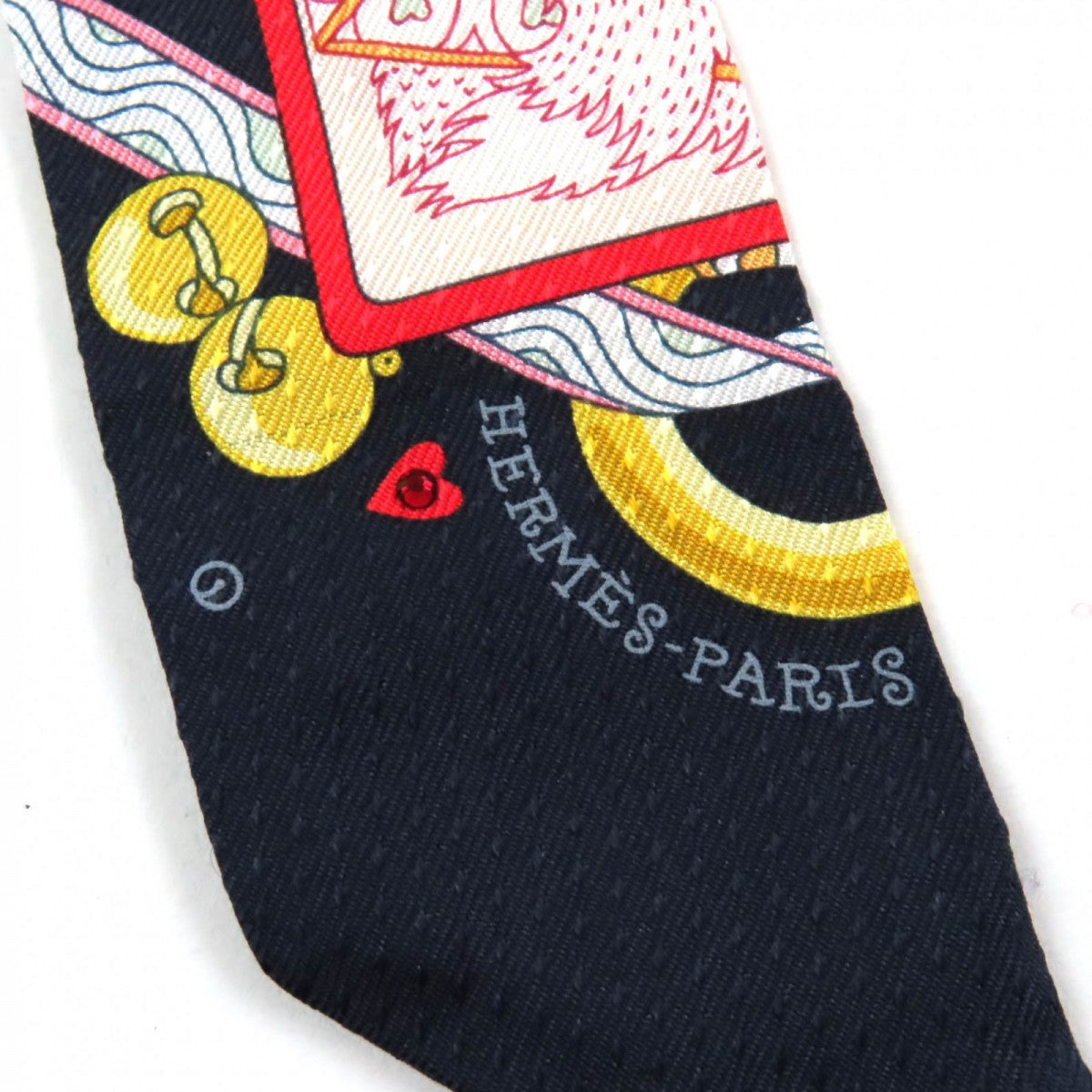 HERMES scarf silk Navy type PIQUE DAME DE COEUR Queen of Hearts