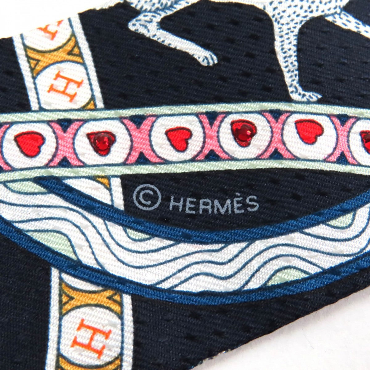 HERMES scarf silk Navy type PIQUE DAME DE COEUR Queen of Hearts
