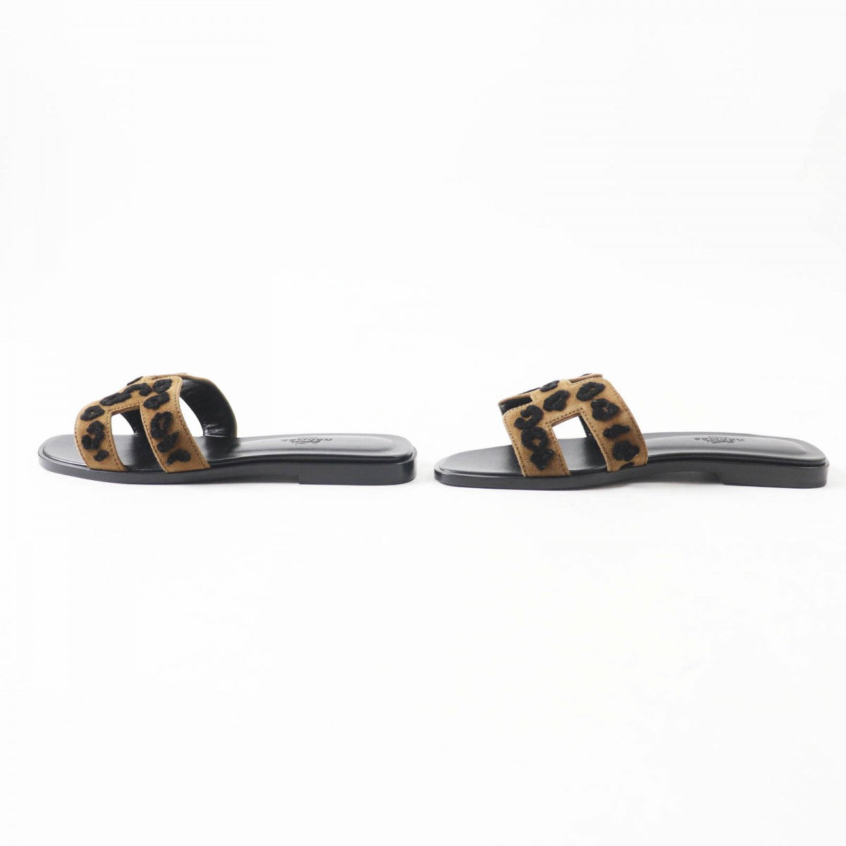 HERMES Sandals Chevre Verois Tufte Brown black Oran 35