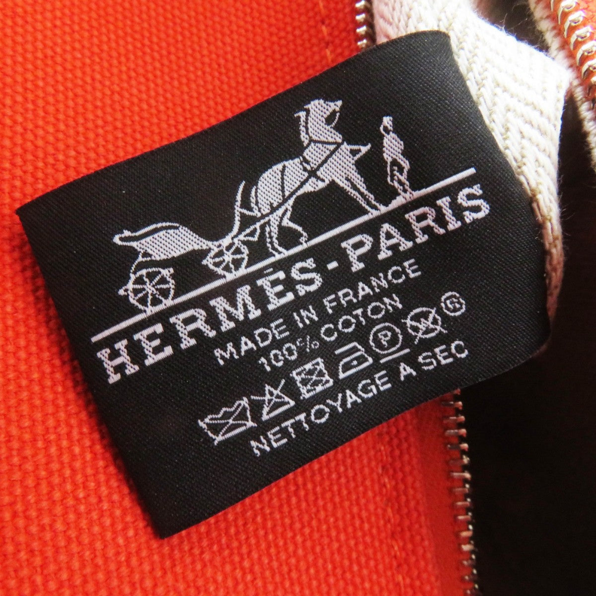 HERMES Handbag cotton orange fu Brid A Black GM