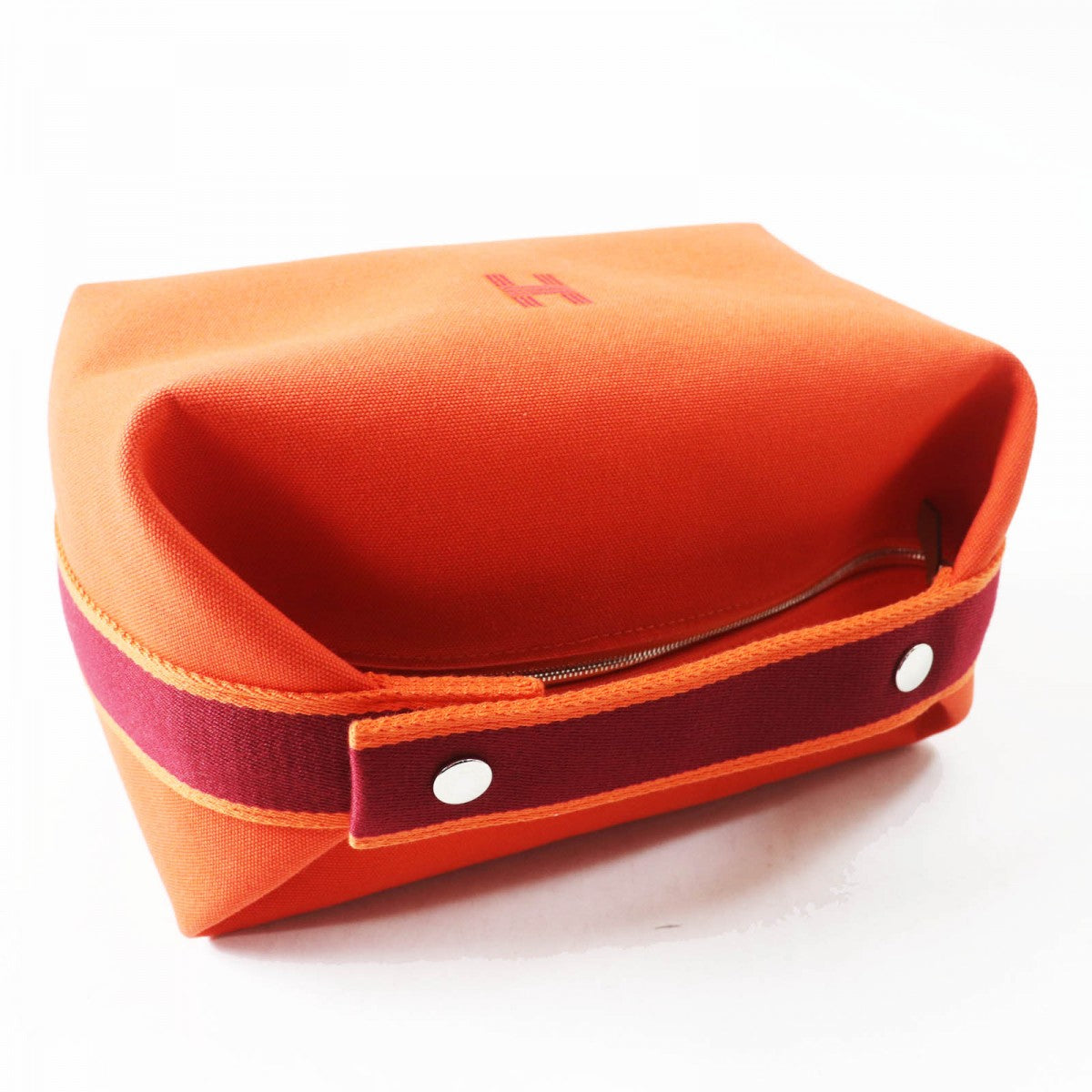 HERMES Handbag cotton orange fu Brid A Black GM