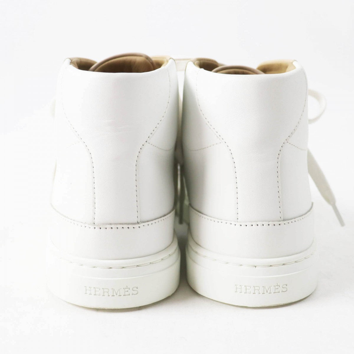 HERMES High cut sneakers leather White beige Daydream 35.5