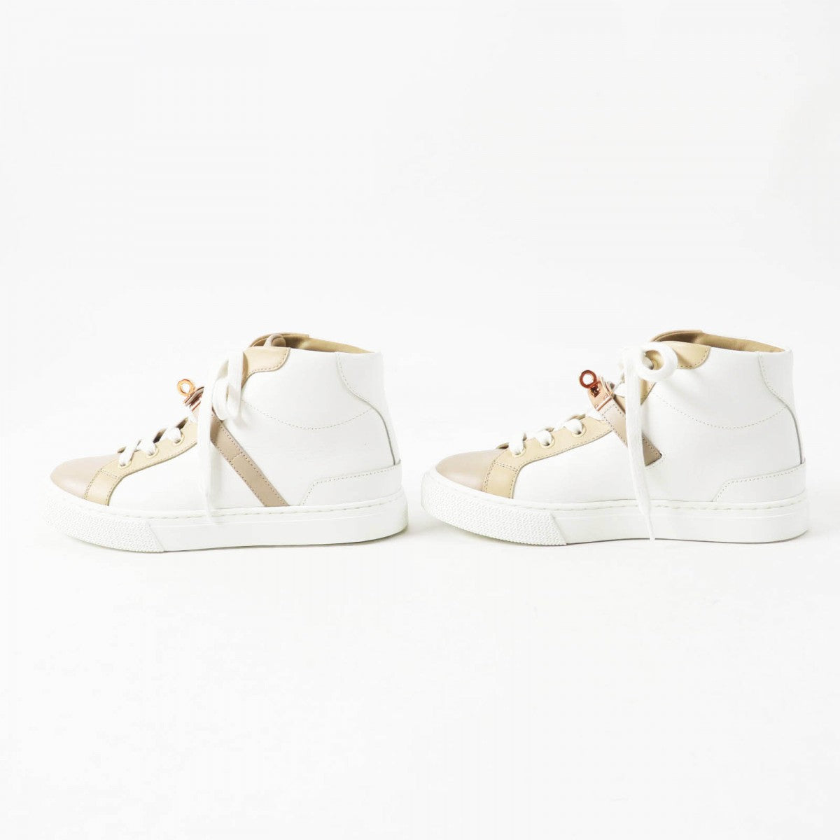 HERMES High cut sneakers leather White beige Daydream 35.5