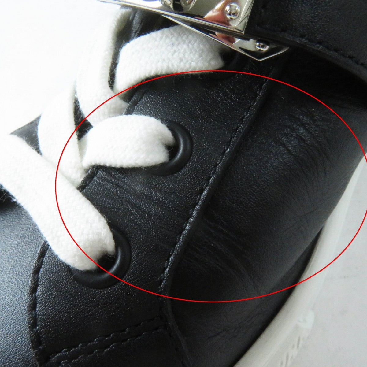 HERMES sneakers leather Black White Day 36