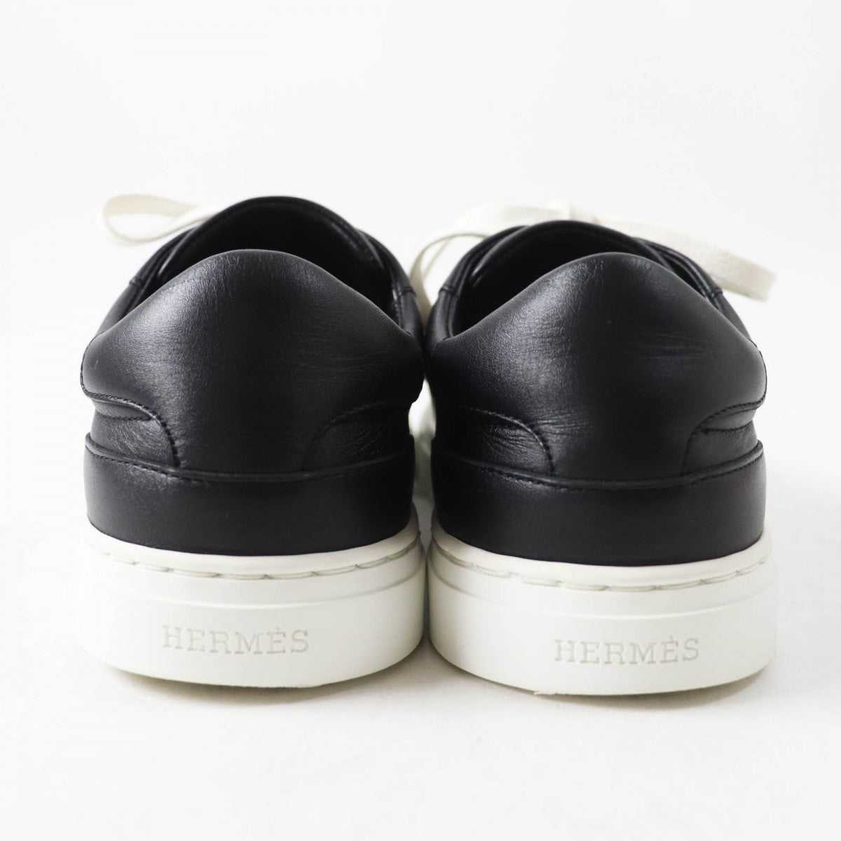 HERMES sneakers leather Black White Day 36
