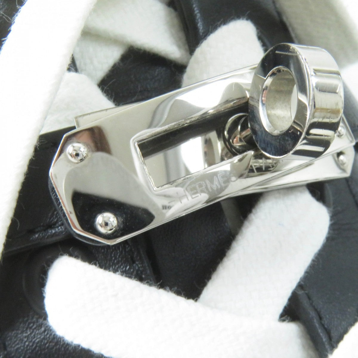 HERMES sneakers leather Black White Day 36