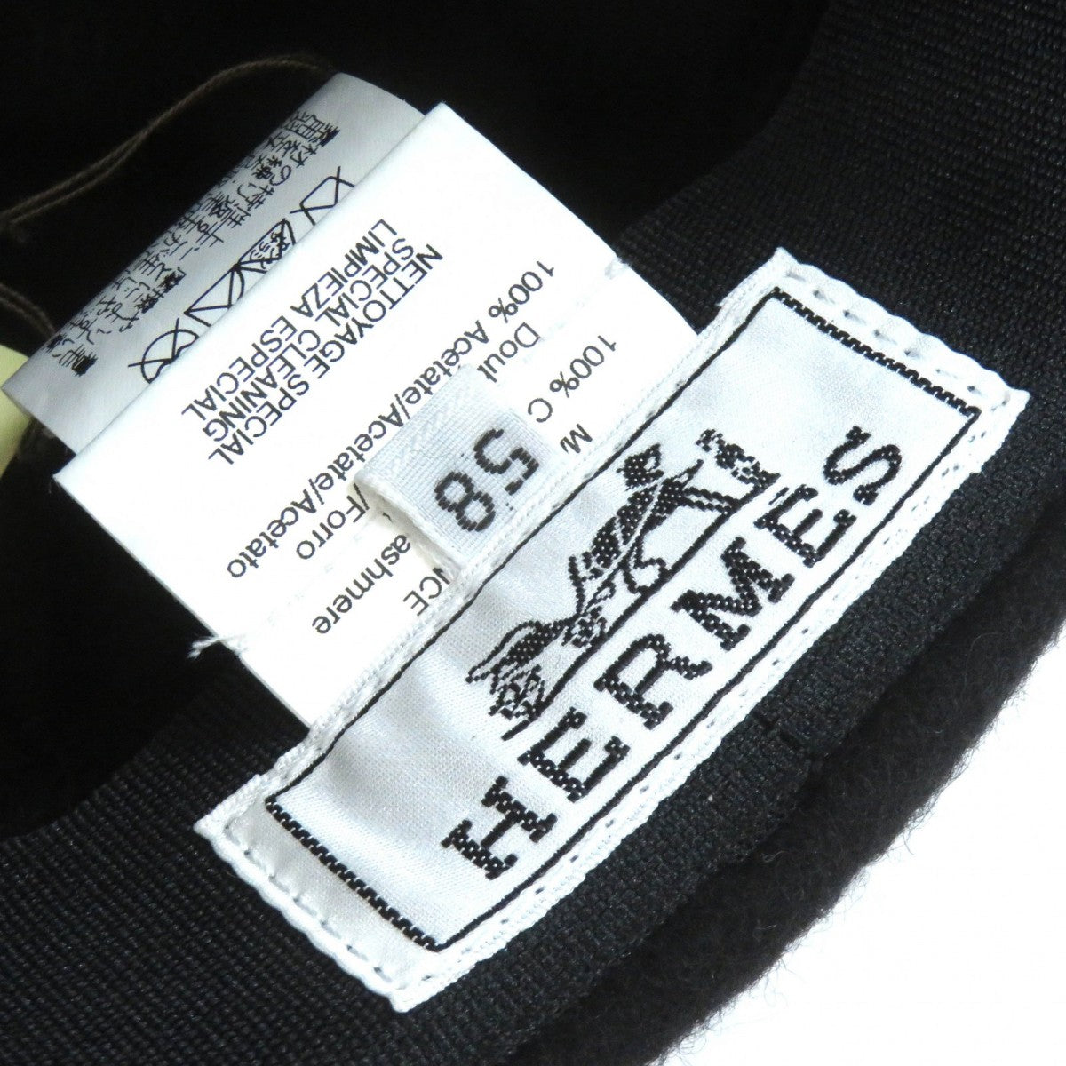 HERMES Casquette cashmere black 58