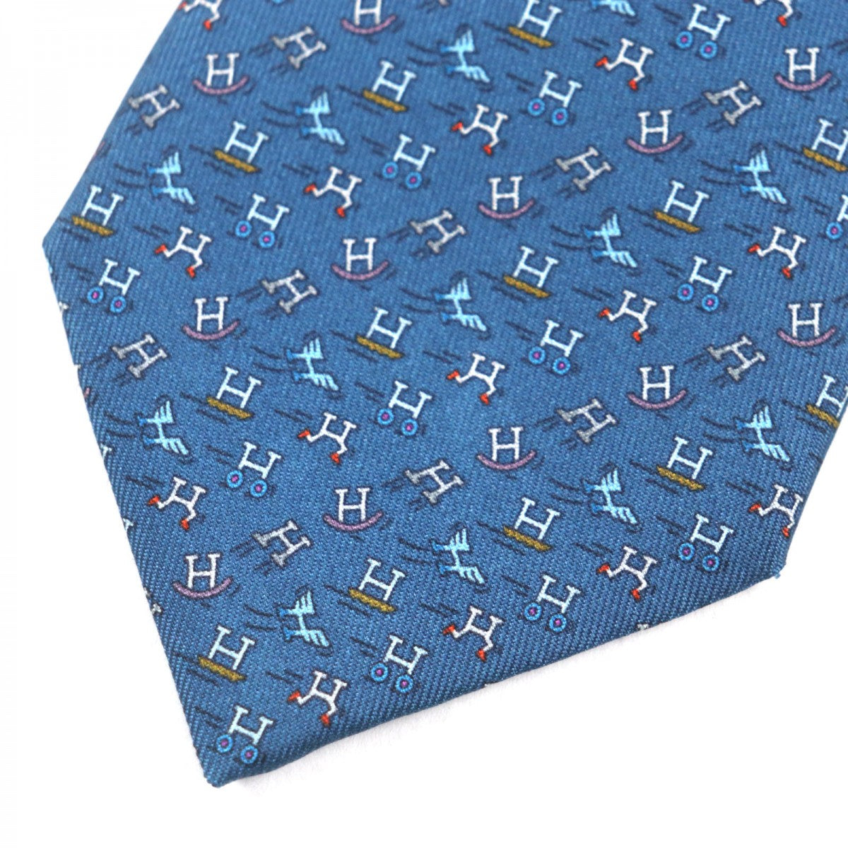HERMES tie silk blue H. Ann Movement